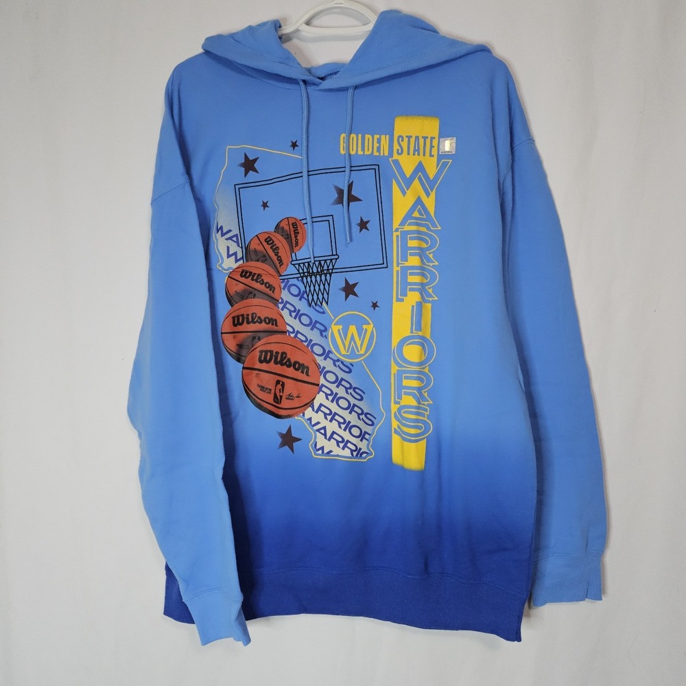 Hoodie Women XL Blue NBA Golden State Warriors Ombre Basketball GSW Sweatshirt‎